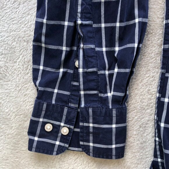 Uniqlo Mens Shirt Size XL Long Sleeve Button Down Windowpane Navy Casual Classic - Picture 7 of 12